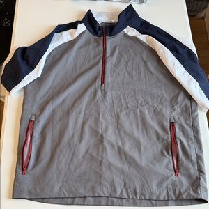 FootJoy Gray and Navy Short Sleeve Quarter-Zip Pullover